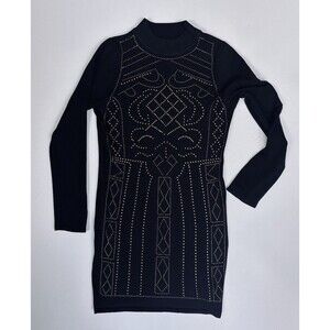 Say What Sweater Dress Womens Rayon Sexy Black W/ Gold Rhinestones Studded XL